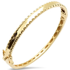 SPECIAL!14K Yellow Gold Diamond Cut Design Plain Bangle Bracelet
