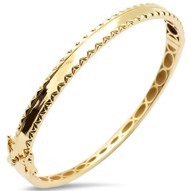 SPECIAL!14K Yellow Gold Diamond Cut Design Plain Bangle Bracelet