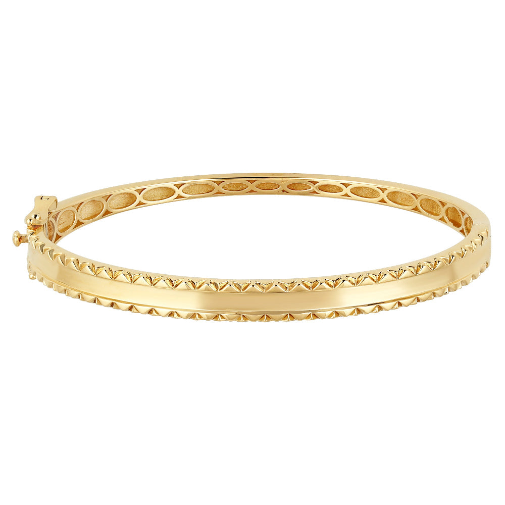 SPECIAL!14K Yellow Gold Diamond Cut Design Plain Bangle Bracelet
