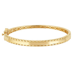 SPECIAL!14K Yellow Gold Diamond Cut Design Plain Bangle Bracelet