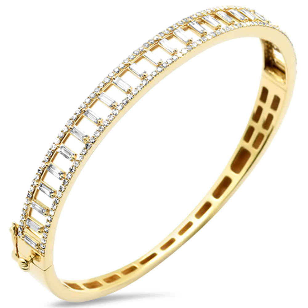 SPECIAL! 1.58ct G SI 14K Yellow Gold Round & Baguette Diamond Bangle Bracelet