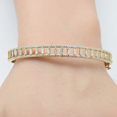 SPECIAL! 1.58ct G SI 14K Yellow Gold Round & Baguette Diamond Bangle Bracelet
