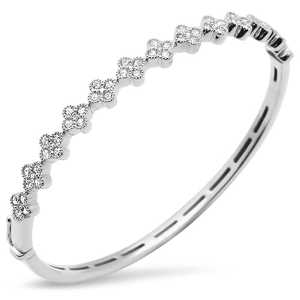 SPECIAL!1.36ct G SI 14K White Gold Diamond Clover Design Bangle Bracelet
