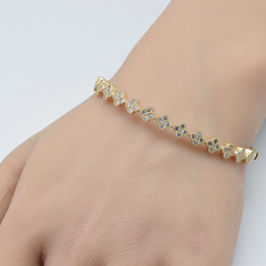 SPECIAL!1.36ct G SI 14K Yellow Gold Diamond Clover Design Bangle Bracelet