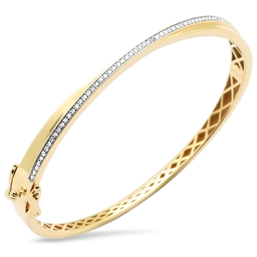 SPECIAL!.33ct G SI 14K Yellow Gold Diamond Crossover Bangle Bracelet