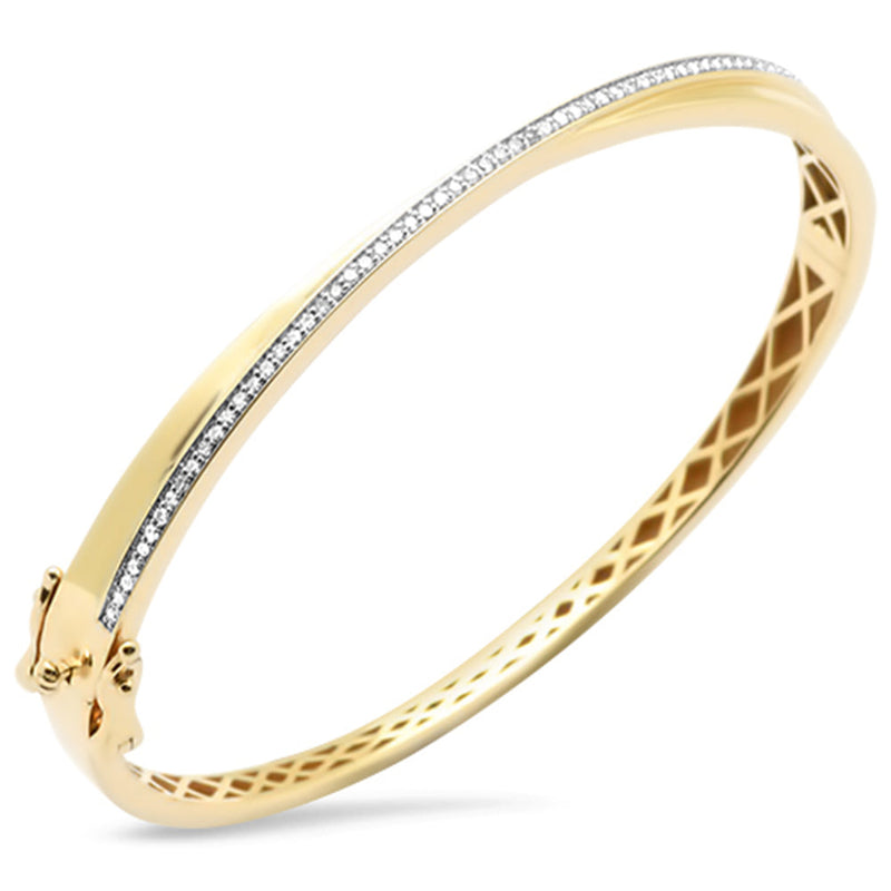 SPECIAL!.33ct G SI 14K Yellow Gold Diamond Crossover Bangle Bracelet