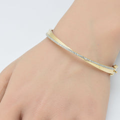 SPECIAL!.33ct G SI 14K Yellow Gold Diamond Crossover Bangle Bracelet