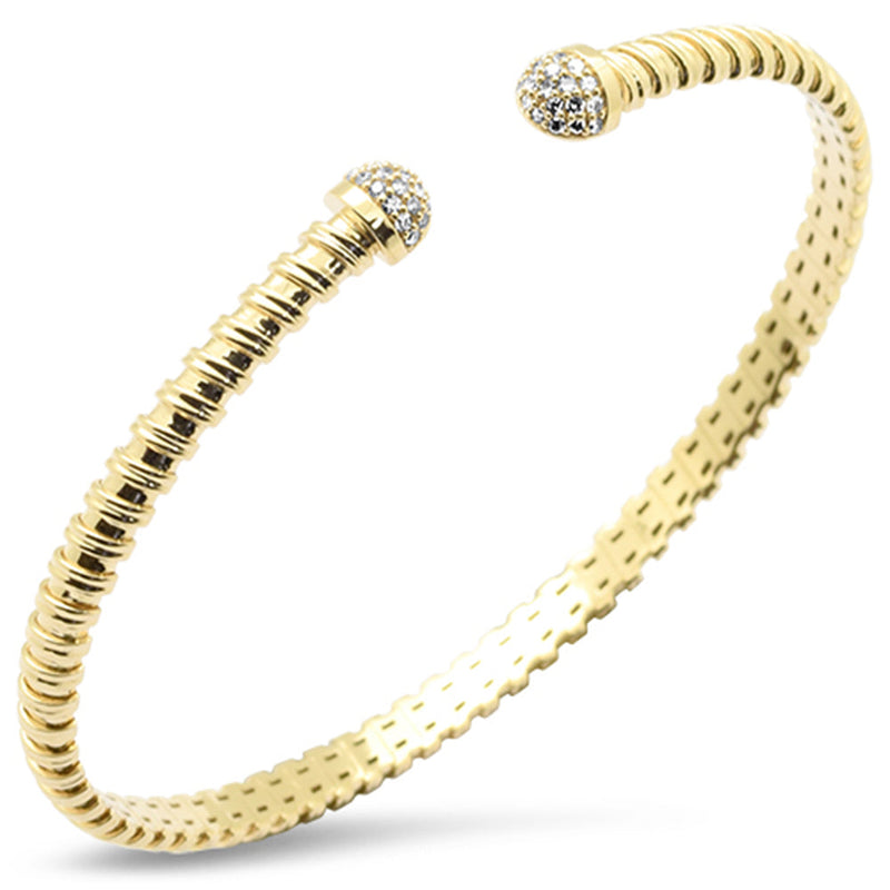 SPECIAL! .18ct G SI 14K Yellow Gold Diamond Twisted Cable Design Open Bangle Bracelet