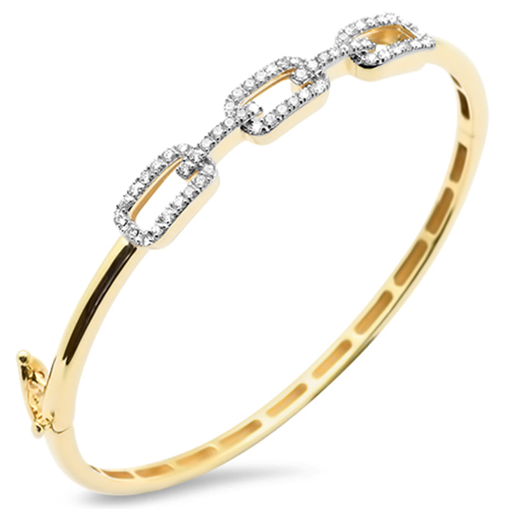 SPECIAL!.73ct G SI 14K Yellow Gold Diamond Paper Clip Design Bangle Bracelet