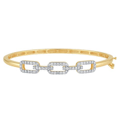 SPECIAL!.73ct G SI 14K Yellow Gold Diamond Paper Clip Design Bangle Bracelet