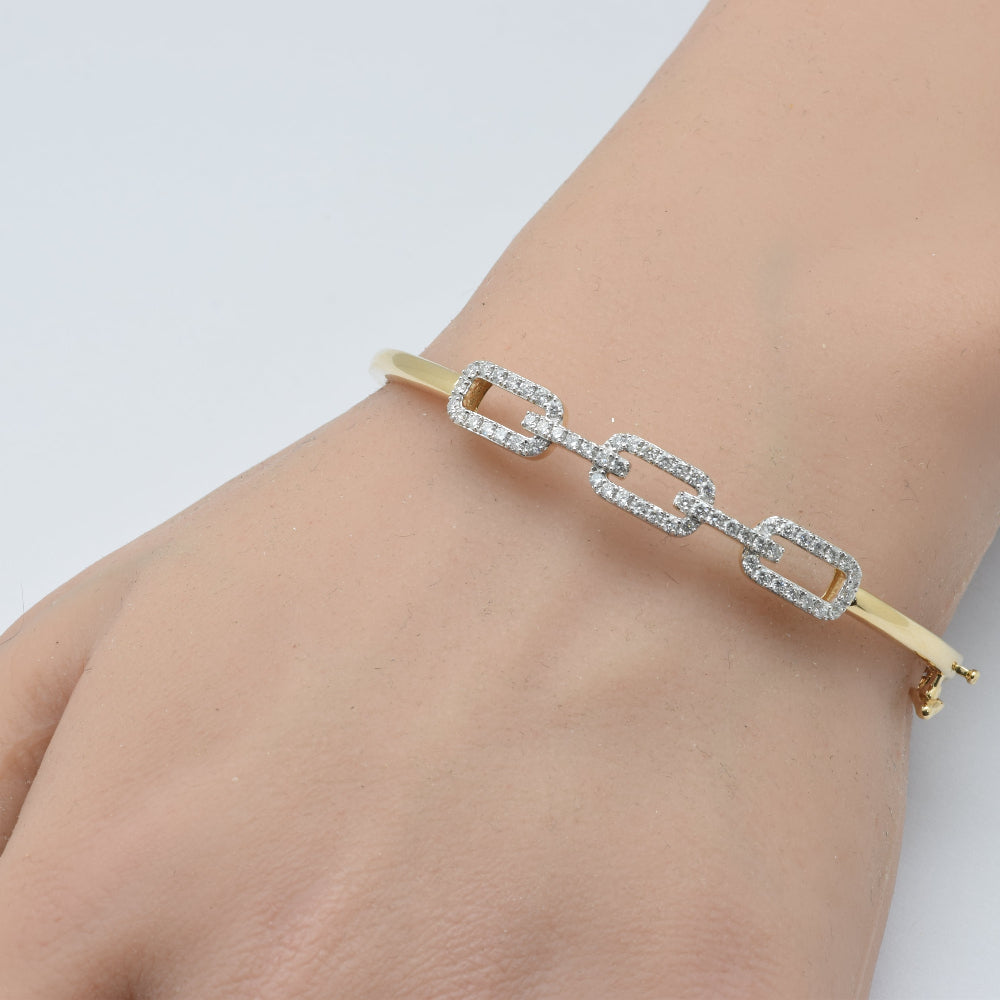 SPECIAL!.73ct G SI 14K Yellow Gold Diamond Paper Clip Design Bangle Bracelet