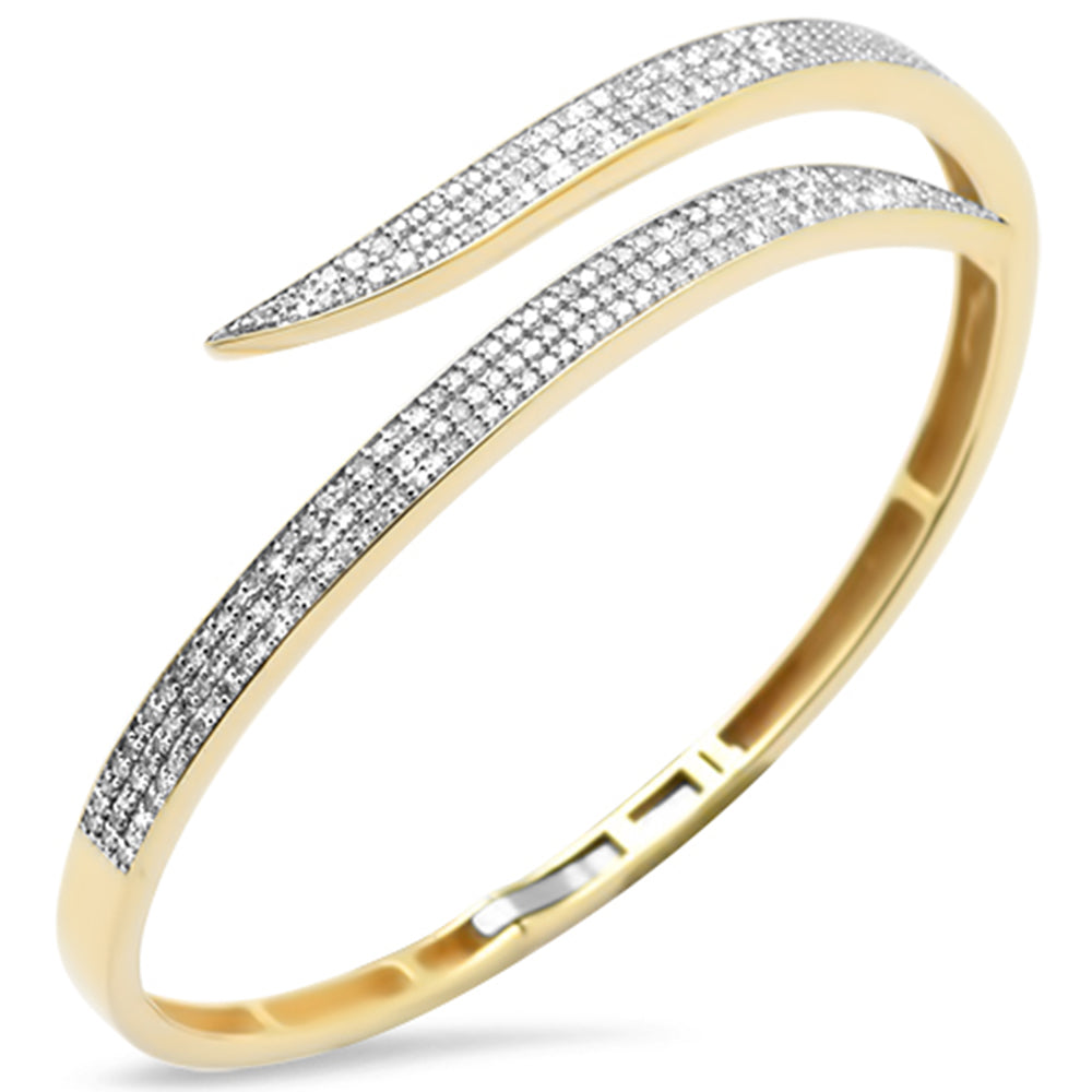 SPECIAL!1.48ct G SI 14K Yellow Gold Diamond Claw Wrap Around Bangle Bracelet