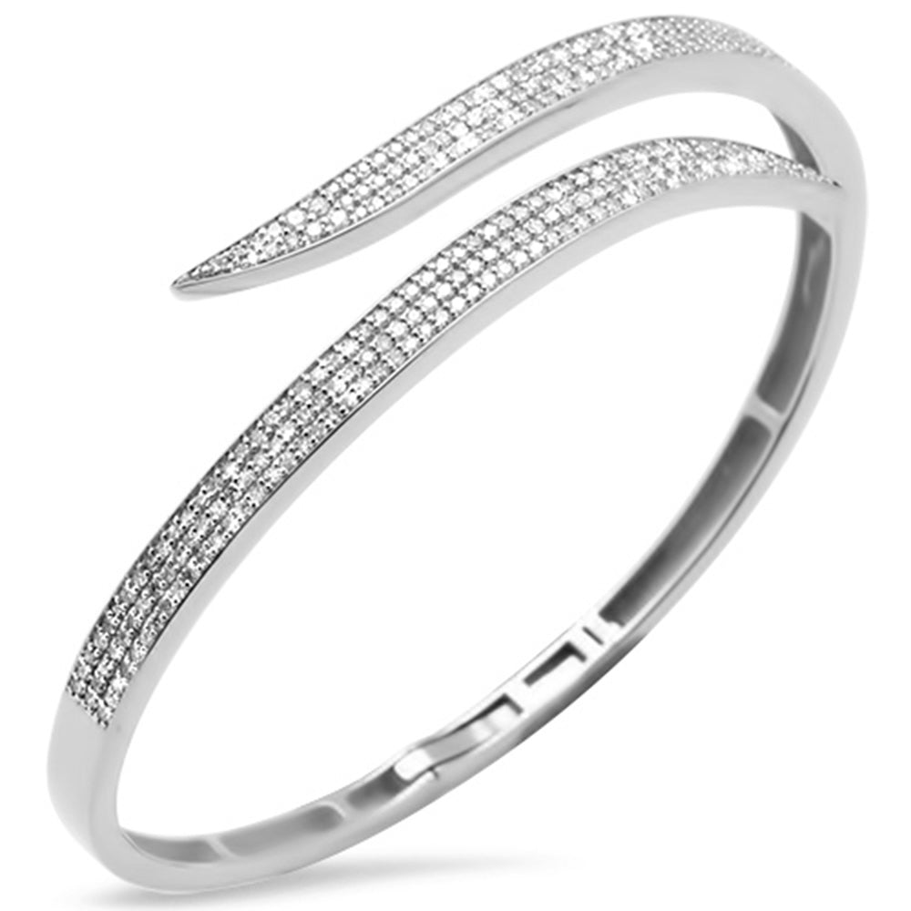 SPECIAL!1.47ct G SI 14K White Gold Diamond Claw Wrap Around Bangle Bracelet