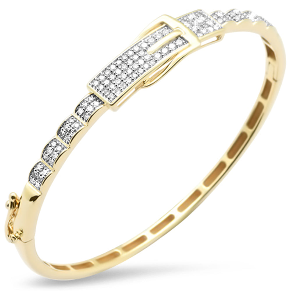 SPECIAL!.90ct G SI 14K Yellow Gold Diamond Belt Buckle Design Bangle Bracelet