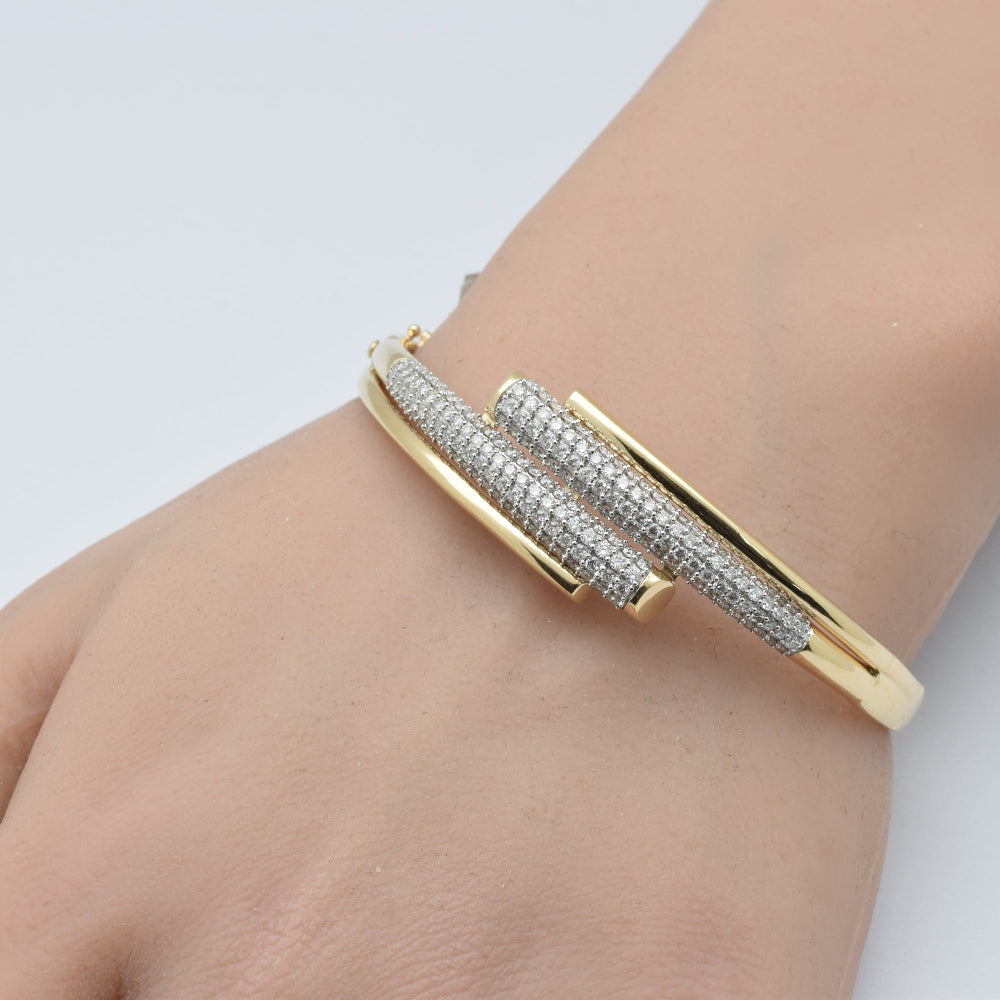 SPECIAL!1.99ct G SI 14K Yellow Gold Diamond Wrap Around Style Bangle Bracelet
