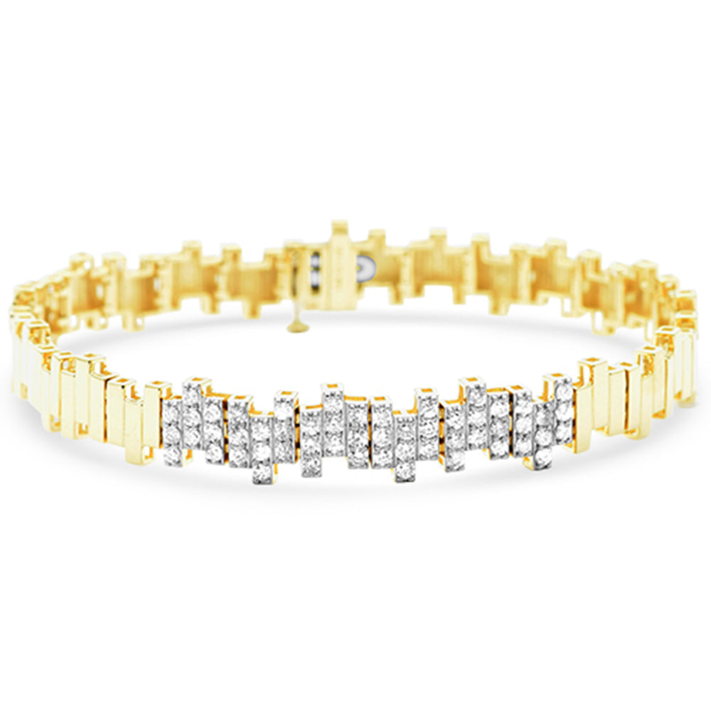 SPECIAL!1.00ct G SI 14K Yellow Gold Diamond Modern  Zig Zag Bar Bracelet 7" Long