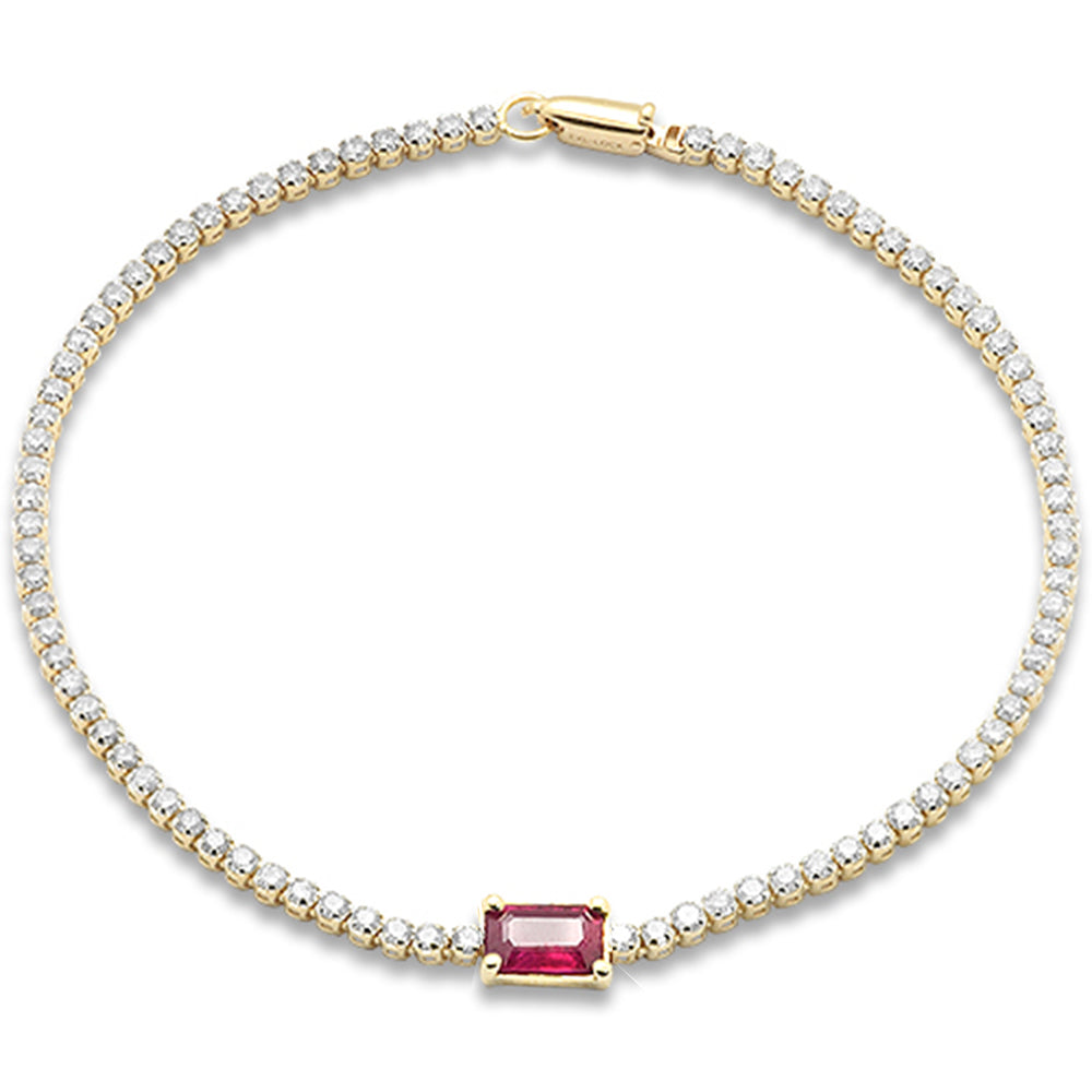 SPECIAL!1.70ct G SI 14K Yellow Gold Diamond & Ruby Gemstone Tennis Bracelet 7" Long