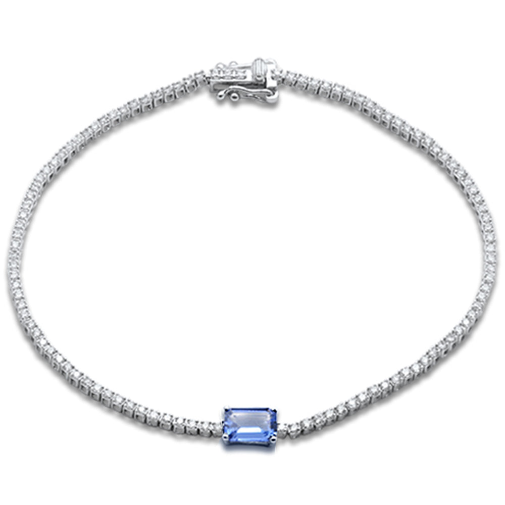 SPECIAL!2.00ct G SI 14K White Gold Diamond & Tanzanite Gemstone Tennis Bracelet 7" Long