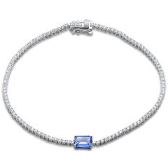 SPECIAL!2.00ct G SI 14K White Gold Diamond & Tanzanite Gemstone Tennis Bracelet 7" Long