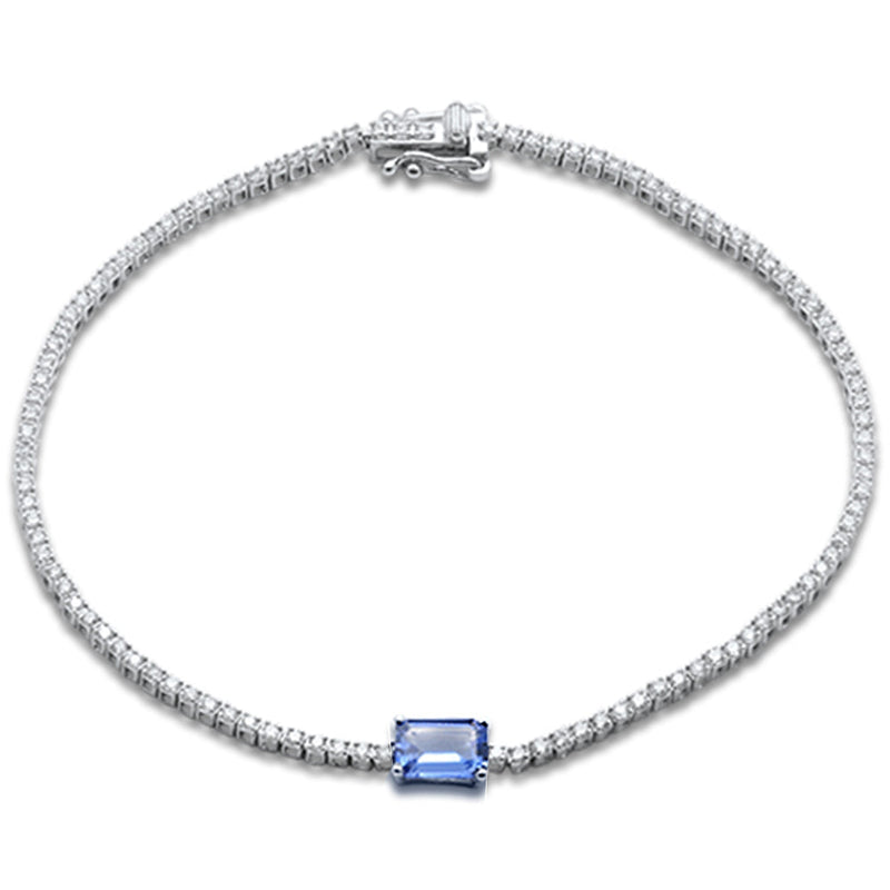 SPECIAL!2.00ct G SI 14K White Gold Diamond & Tanzanite Gemstone Tennis Bracelet 7" Long