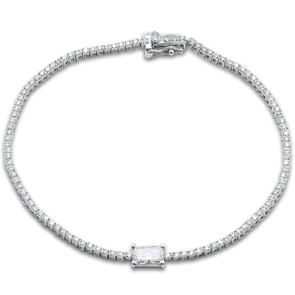 SPECIAL!1.53ct G SI 14K White Gold Diamond Radiant Shape Tennis Bracelet 7" Long