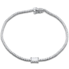 SPECIAL!1.53ct G SI 14K White Gold Diamond Radiant Shape Tennis Bracelet 7" Long