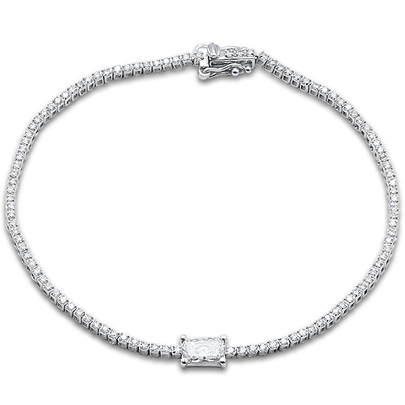 SPECIAL!1.53ct G SI 14K White Gold Diamond Radiant Shape Tennis Bracelet 7" Long