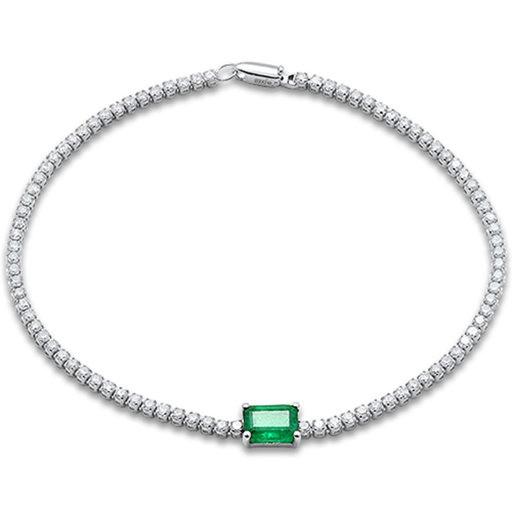 SPECIAL!3.09ct G SI 14K White Gold Diamond & Emerald Gemstone Tennis Bracelet 7" Long