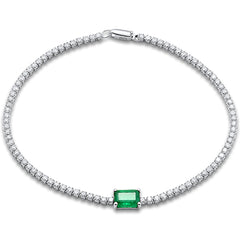 SPECIAL!3.09ct G SI 14K White Gold Diamond & Emerald Gemstone Tennis Bracelet 7" Long