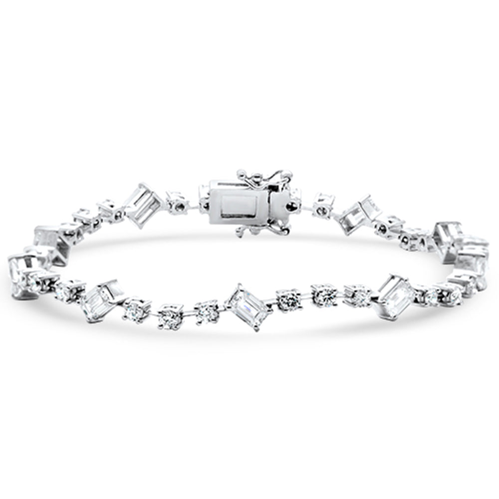 SPECIAL! 4.14ct G SI 14K White Gold Round & Emerald Cut Diamond Bracelet 7"
