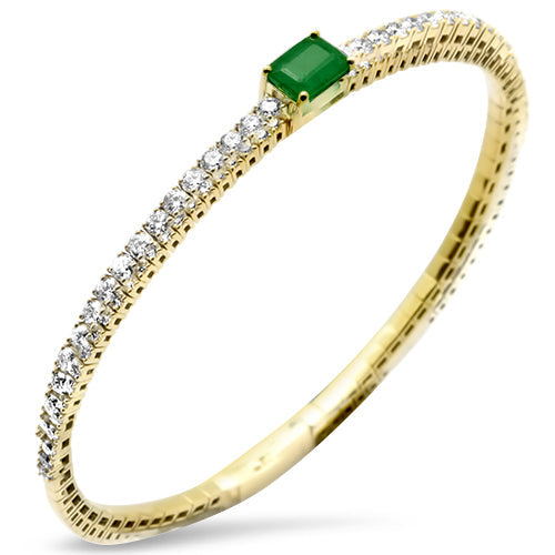 SPECIAL! 2.58ct G SI 14K Yellow Gold Diamond & Emerald Gemstone Bangle Bracelet