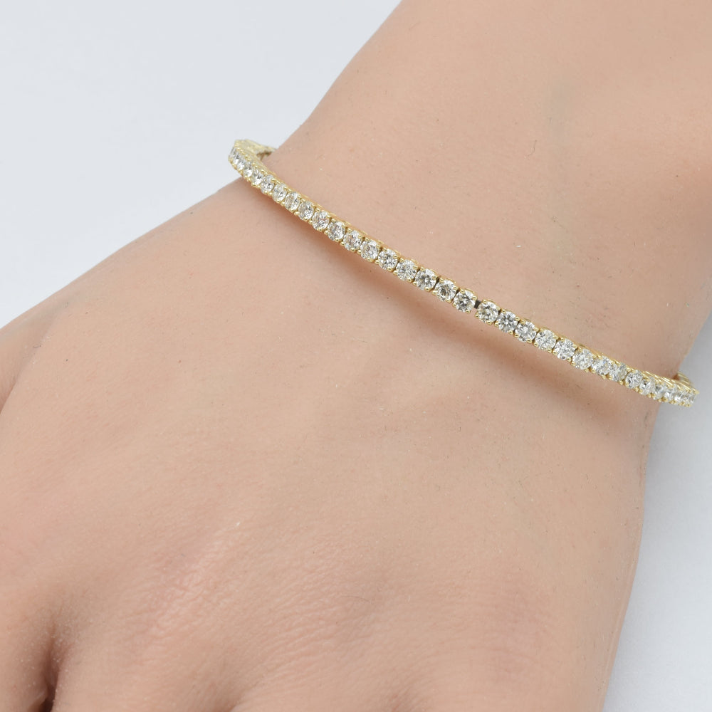 SPECIAL! 1.97ct G SI 14K Yellow Gold Round Diamond Flexible Bangle Bracelet