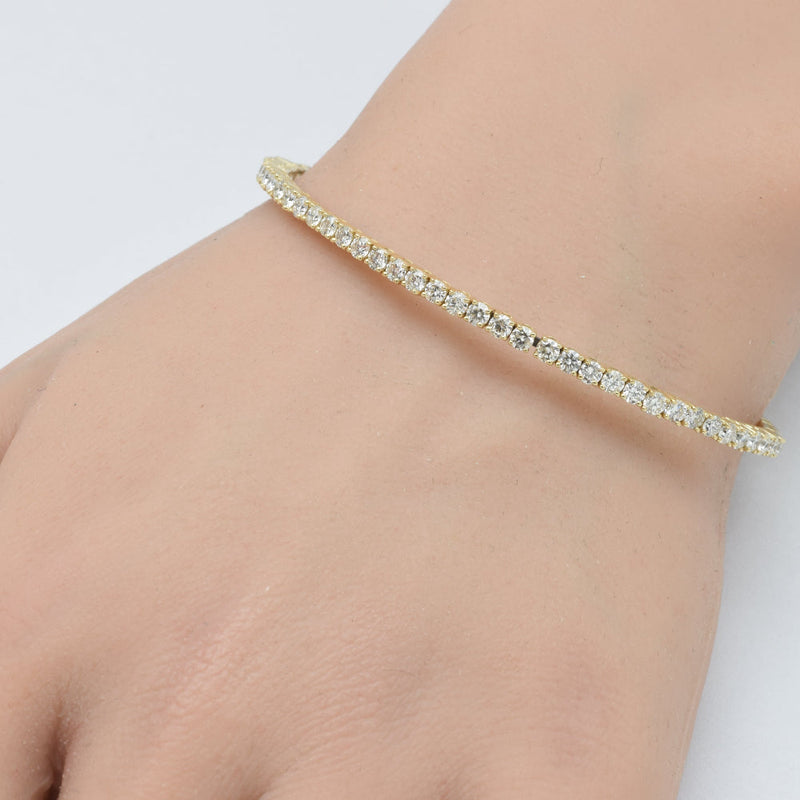 SPECIAL! 1.97ct G SI 14K Yellow Gold Round Diamond Flexible Bangle Bracelet