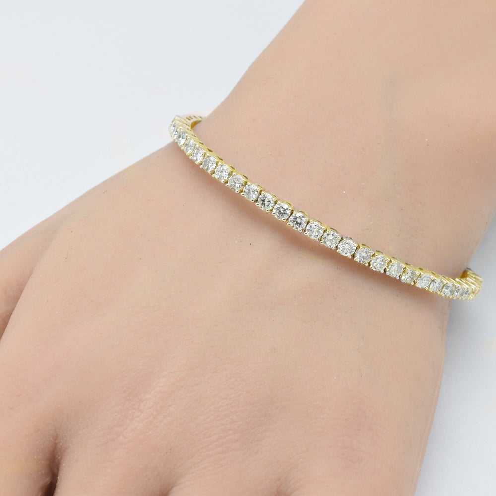 SPECIAL! 3.03ct G SI 14K Yellow Gold Round Diamond Flexible Bangle Bracelet