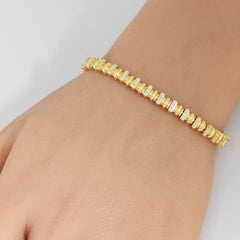 SPECIAL!.96ct G SI 14K Yellow Gold Round Diamond Modern Trendy Bracelet 7" Long