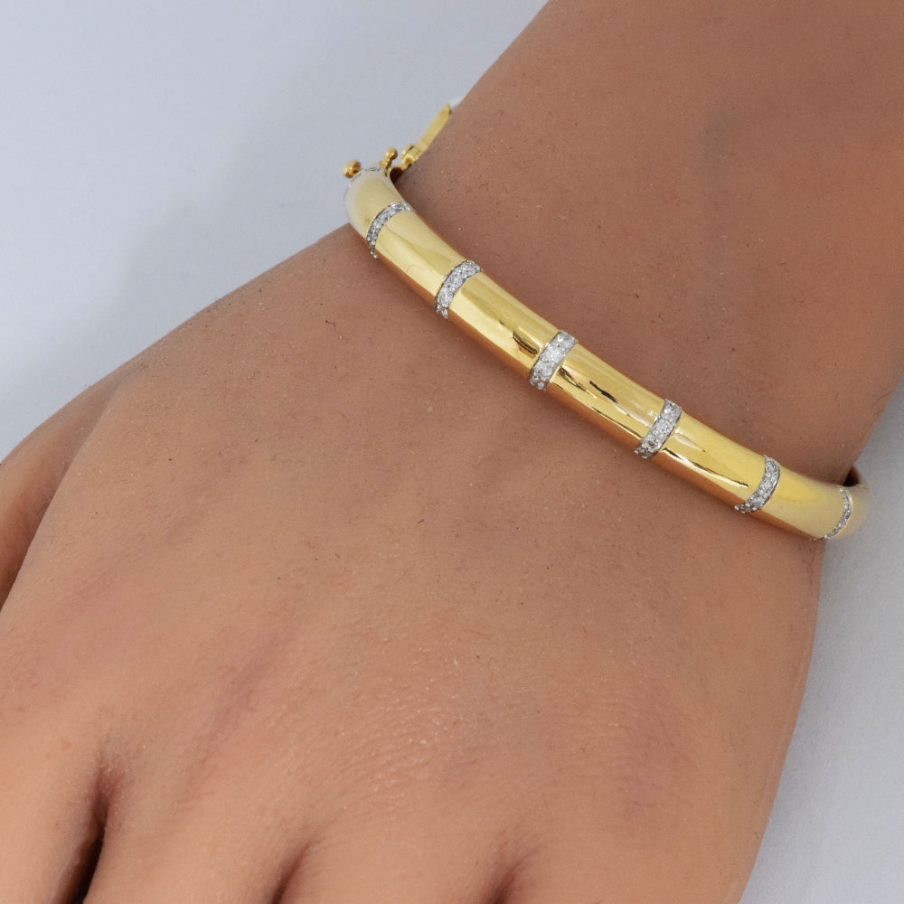SPECIAL!.47ct G SI 14K Yellow Gold Round Diamond Dome Bangle Bracelet