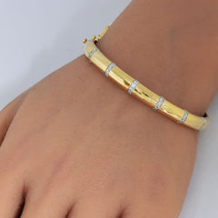 SPECIAL!.47ct G SI 14K Yellow Gold Round Diamond Dome Bangle Bracelet