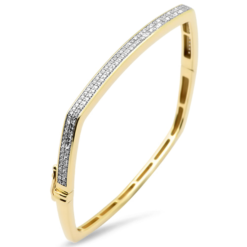 SPECIAL!.99ct G SI 14K Yellow Gold Round Diamond Square Bangle Bracelet