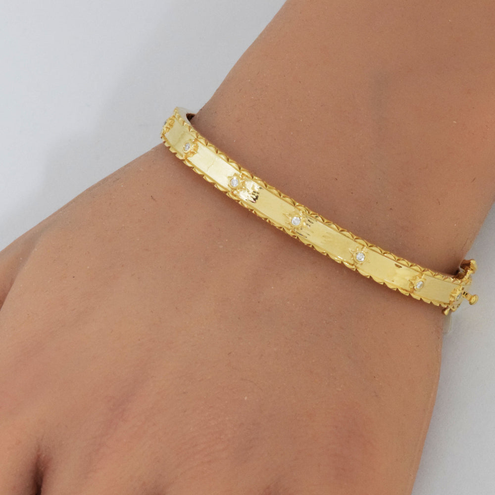 SPECIAL!.10ct G SI 14K Yellow Gold Round Diamond Bangle Bracelet