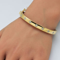 SPECIAL!.23ct G SI 14K Yellow Gold  Round Diamond Clover Style Bangle Bracelet