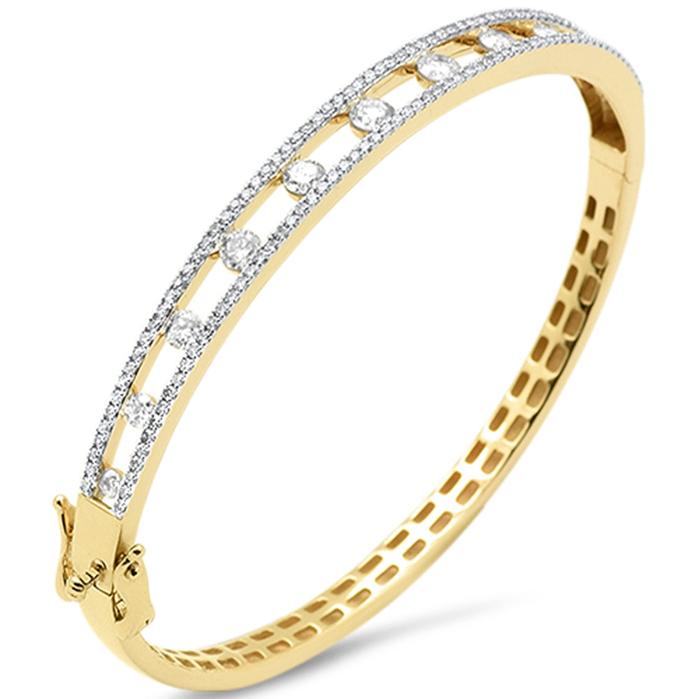 SPECIAL!1.73ct G SI 14K Yellow Gold Round Diamond Modern Style Bangle Bracelet