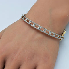 SPECIAL!1.73ct G SI 14K Yellow Gold Round Diamond Modern Style Bangle Bracelet
