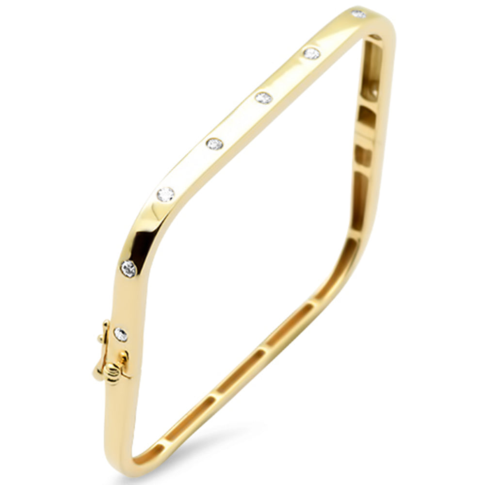 SPECIAL!.47ct G SI 14K Yellow Gold Round Diamond Square Modern Bangle Bracelet