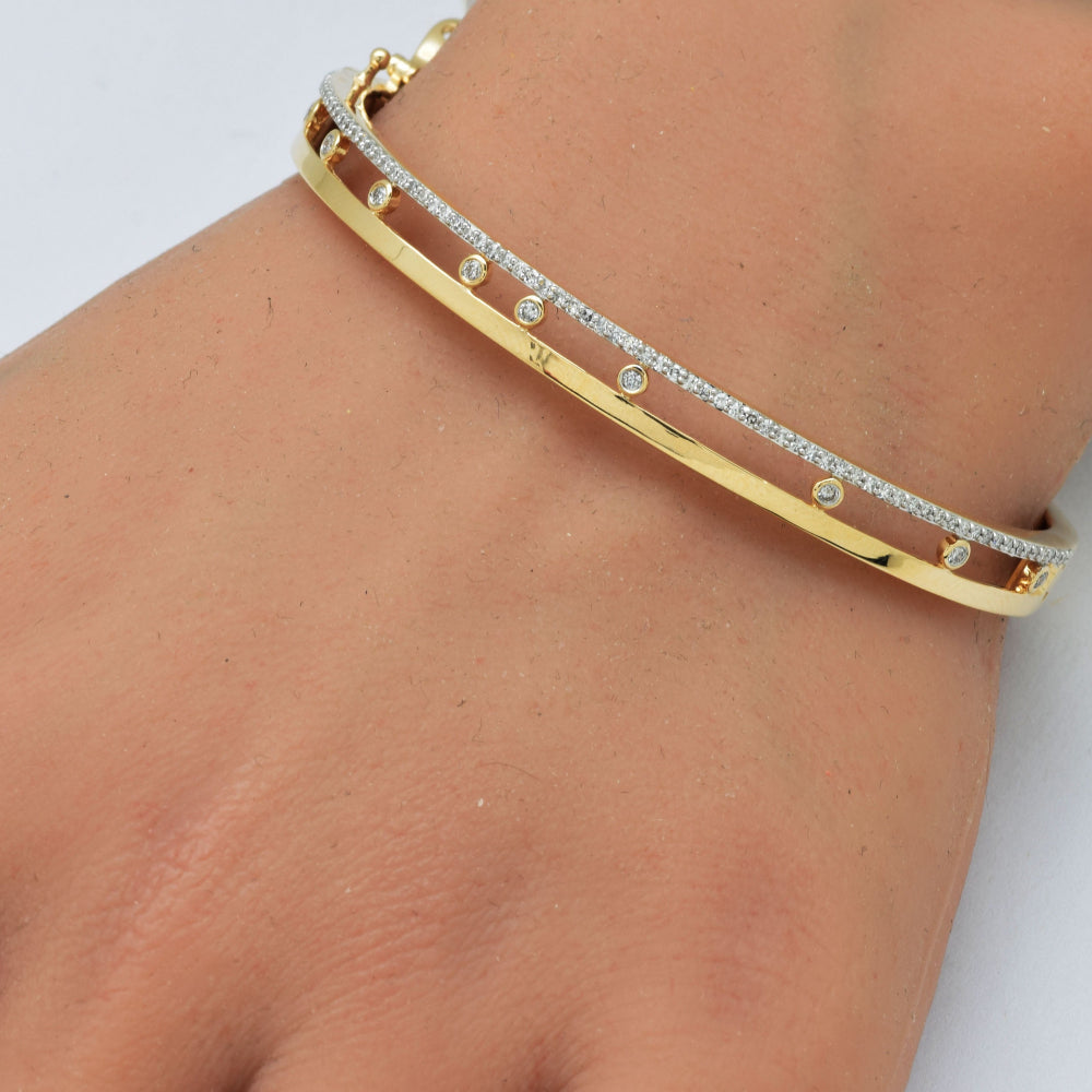 SPECIAL!.48ct G SI 14K Yellow Gold Round Diamond Elegant Bangle Bracelet