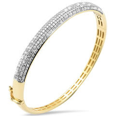 SPECIAL!1.97ct G SI 14K Yellow Gold Round Diamond Dome Bangle Bracelet