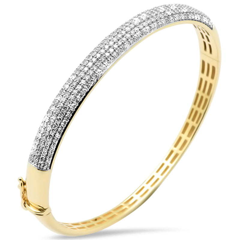 SPECIAL!1.97ct G SI 14K Yellow Gold Round Diamond Dome Bangle Bracelet