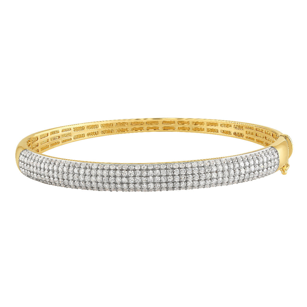 SPECIAL!1.97ct G SI 14K Yellow Gold Round Diamond Dome Bangle Bracelet