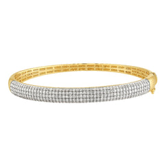 SPECIAL!1.97ct G SI 14K Yellow Gold Round Diamond Dome Bangle Bracelet