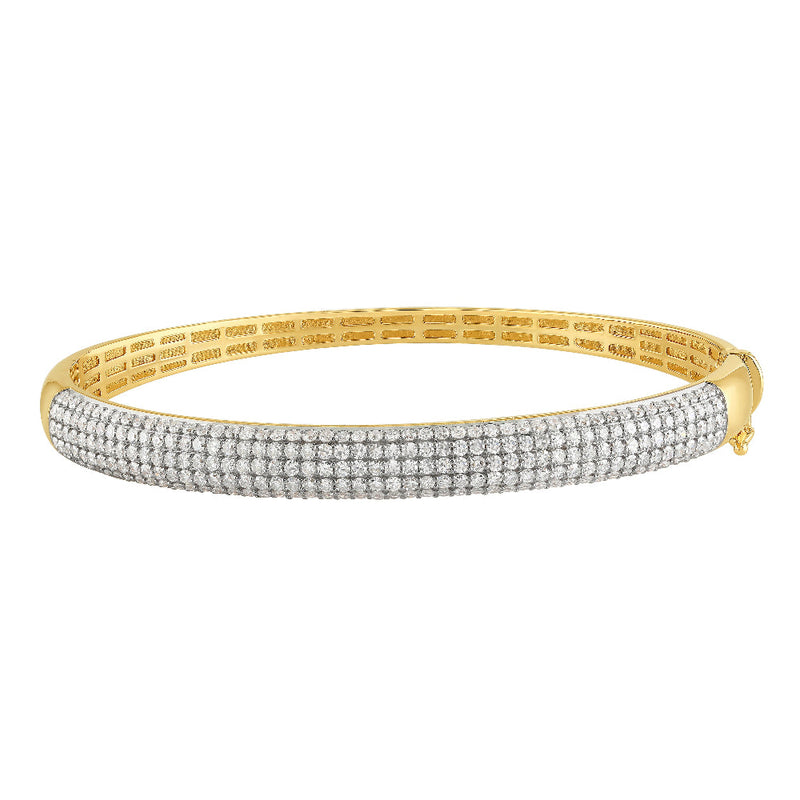 SPECIAL!1.97ct G SI 14K Yellow Gold Round Diamond Dome Bangle Bracelet