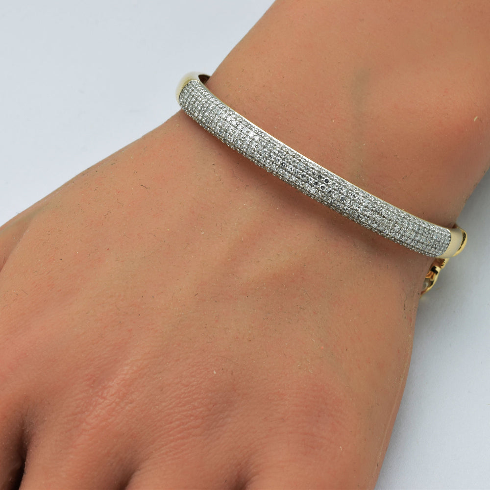 SPECIAL!1.97ct G SI 14K Yellow Gold Round Diamond Dome Bangle Bracelet